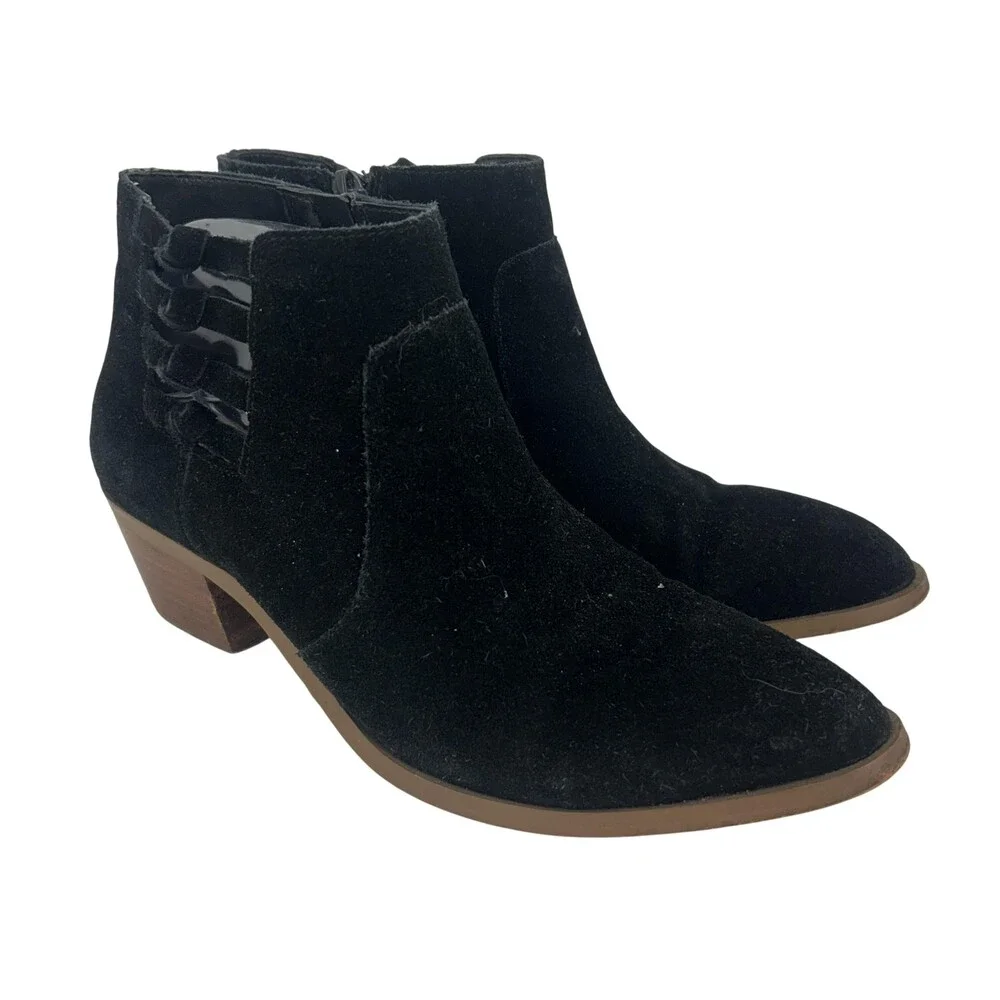 Sole Society Boots Womens Size 8 SO-NIANYA Black Leather Cutout Ankle Booties